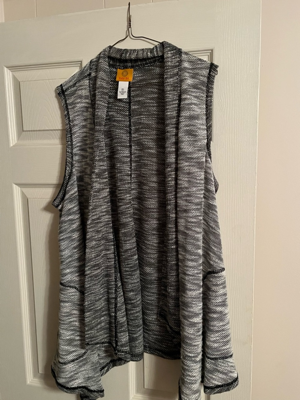Ruby Rd. Black and Gray Open-Front Knit Vest Wrap